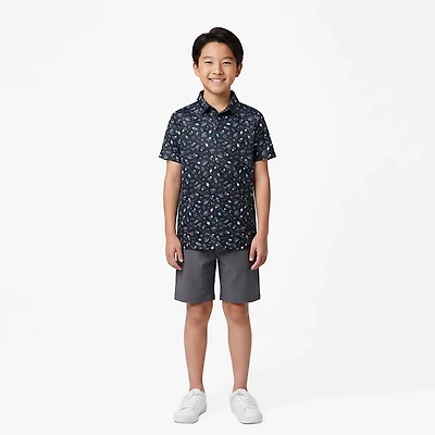 BCG Boys' Golf Space Print Short Sleeve Performance Polo