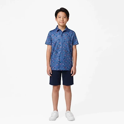 BCG Boy's Patriotic Print Short Sleeve Polo Shirt