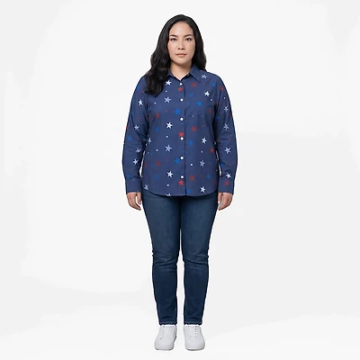 Magellan Outdoors Women's Americana Stars Button Up Short Sleeve Shirt
