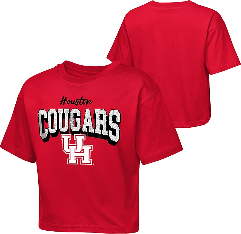 Outerstuff Girls' University of Houston Sequin Cheer Boxy Graphic T-shirt