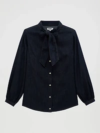 Wrangler Women's Denim Bow Snap Long Sleeve Top