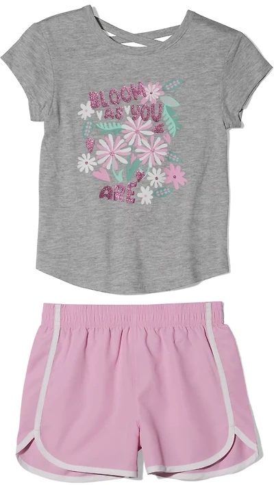BCG Girls' 2T-4T Short-Sleeve Bloom Short Set