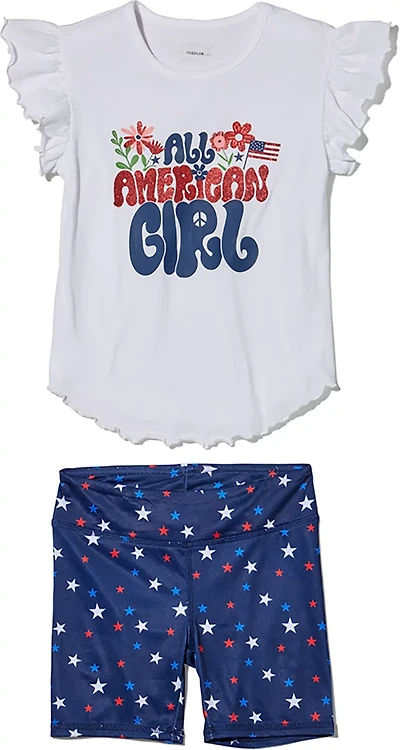 BCG Girls' 2T-4T American Girl Short Sleeve Bike Set