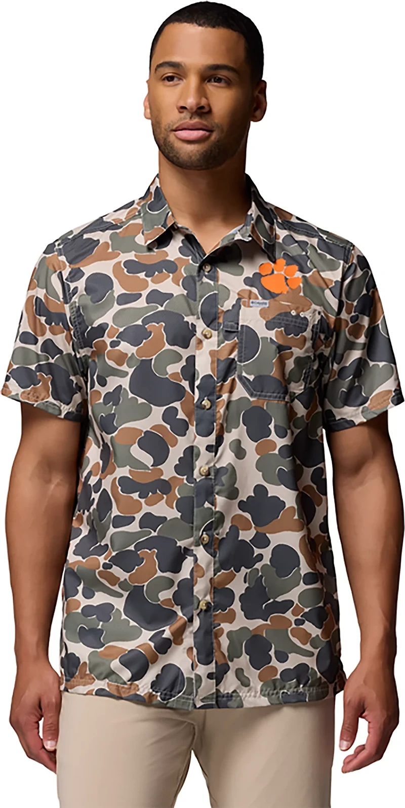 Columbia Sportswear Men's Clemson University Collegiate PFG Super Slack Tide Camo Shirt
