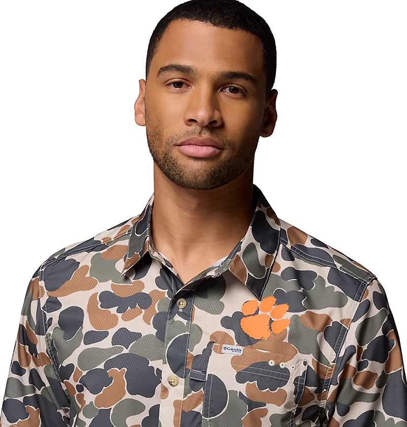 Columbia Sportswear Men's Clemson University Collegiate PFG Super Slack Tide Camo Shirt