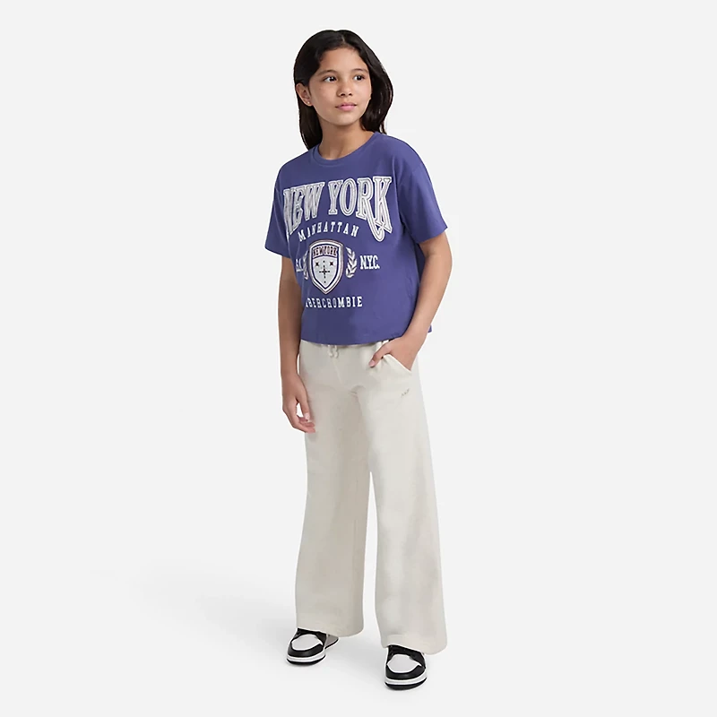 Abercrombie & Fitch Girls' Essential Wide Leg Fleece Pants