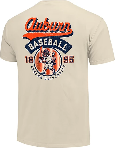 Image One Men's Auburn Tigers Baseball Vintage Script Stripes Short Sleeve T-shirt