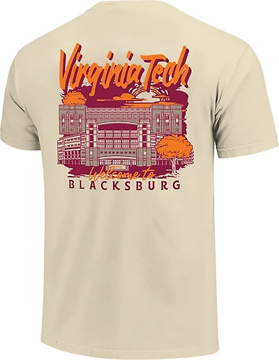Image One Virginia Tech Hokies Comfort Colors Hand-Drawn Campus Stack T-Shirt