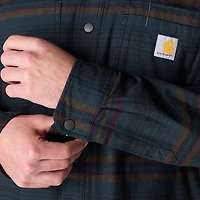 Carhartt Men's Rugged Flex Relaxed Fit Flannel Fleece Lined Hooded Shirt Jac