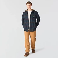 Carhartt Men's Rugged Flex Relaxed Fit Flannel Fleece Lined Hooded Shirt Jac