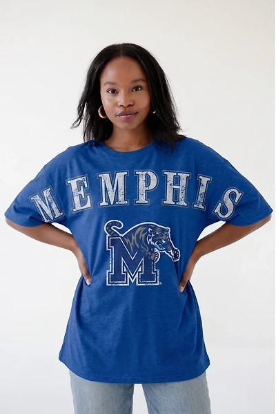 Gameday Social Women's University of Memphis Southern Split Oversized Band Graphic T-shirt