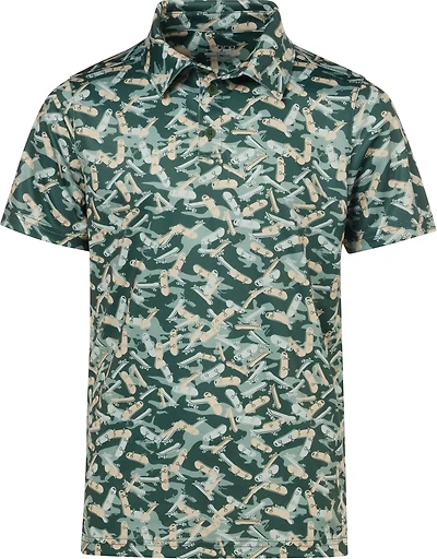 BCG Boys' Golf Print Short Sleeve Performance Polo