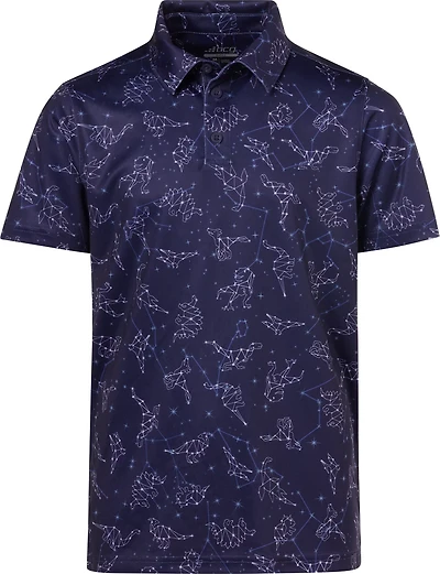 BCG Boys' Golf Print Short Sleeve Performance Polo