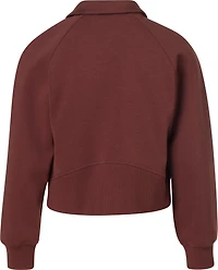 BCG Girls' Double Knit Varsity Quarter Zip Long Sleeve Top