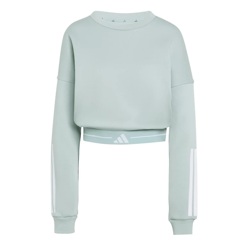 adidas Women's Hyperglam 3-Stripes Training Cropped Crew Neck Sweatshirt