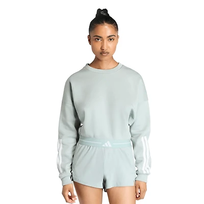 adidas Women's Hyperglam 3-Stripes Training Cropped Crew Neck Sweatshirt