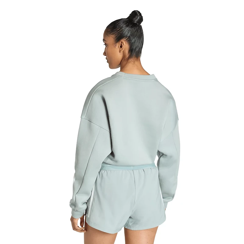 adidas Women's Hyperglam 3-Stripes Training Cropped Crew Neck Sweatshirt