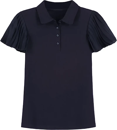 Nautica Uniform Girl Short Sleeve Top with Pleated Sleeves