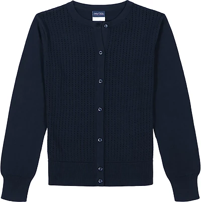 Nautica Uniform Girls' Pointelle Cardigan