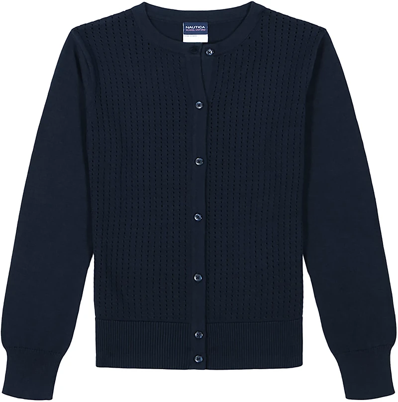 Nautica Uniform Girls' Pointelle Cardigan