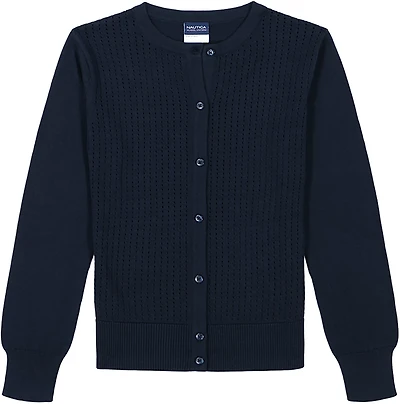Nautica Uniform Girls' Pointelle Cardigan