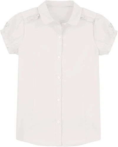 Nautica Uniform Girl Poplin Short Sleeve Top with Bow
