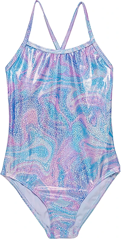 Gottex Girls’ Marble Sparkle Criss Cross Back One-Piece
