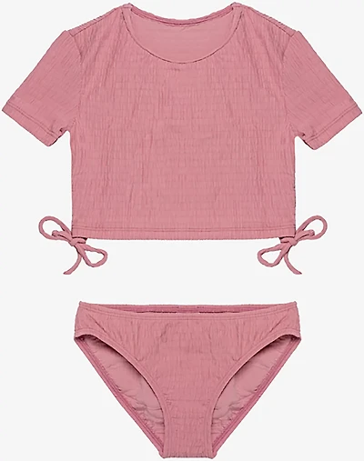 Gottex Girls’ Neapolitan Textured Short Sleeve Side Tie Swim Set