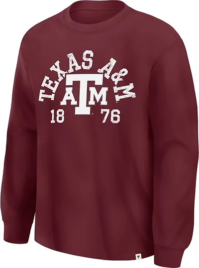 Fanatics Men's Texas A&M University School Arch Over Primary Logo Embroidery Long Sleeve Graphic T-shirt