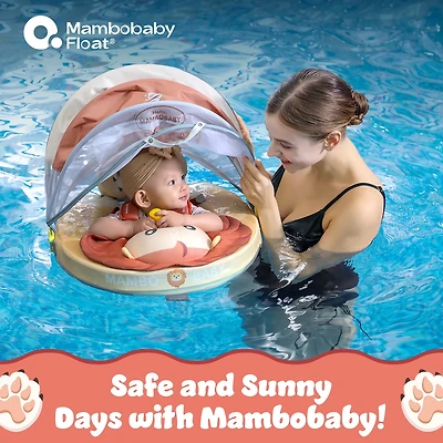 Mambobaby Float+ Carrier Lion Dad Baby Pool Float with 3D Canopy