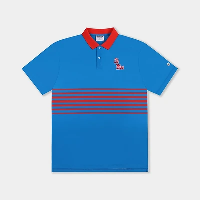 Homefield Men's University of Mississippi Vault Mascot Striped Chest Golf Polo Shirt
