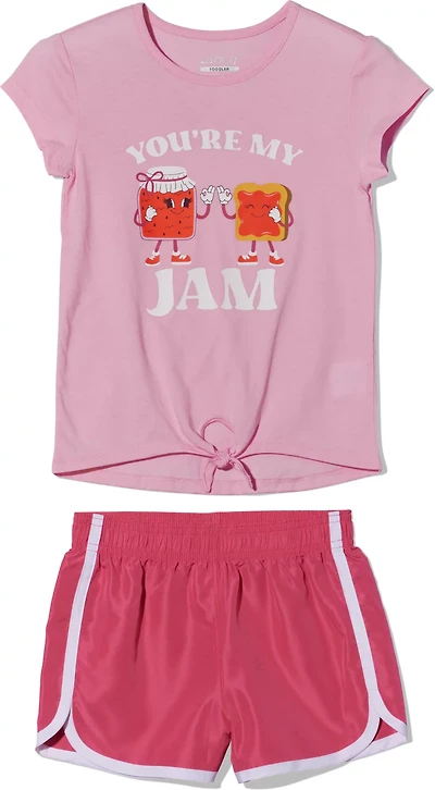 BCG Girls' 2T-4T Jam Tie Front Short Sleeve 2-Piece Set