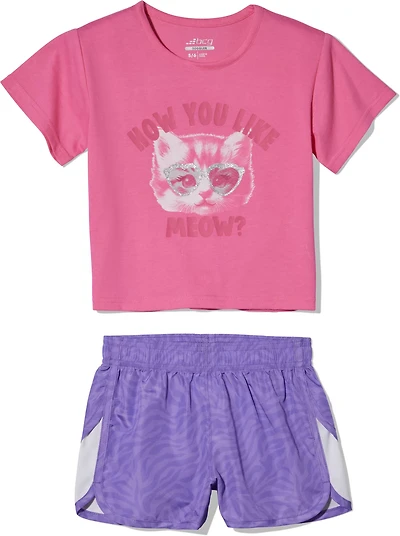 BCG Girls' 2T-4T Meow Short Sleeve 2-Piece Set