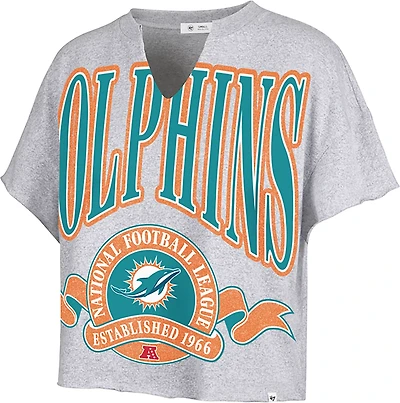 '47 Women's Dolphins Banners Out Oversized Notch Neck Short Sleeve T-shirt