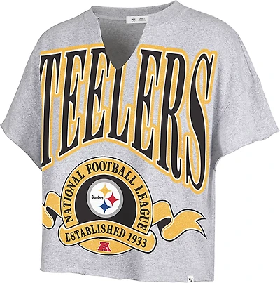 '47 Women's Steelers Banners Out Oversized Notch Neck Short Sleeve T-shirt
