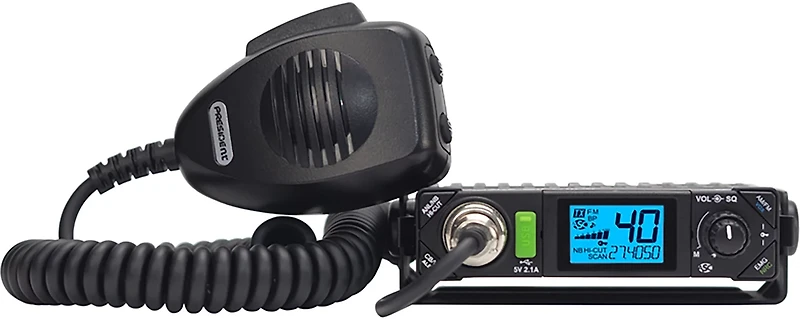 Petra President Bill III FCC 40-Channel 12V Am/FM Weatherband Ultracompact CB Radio with P-Channels and NRC
