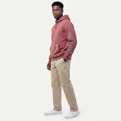 Carhartt Men's Loose Fit Midweight Signature Sleeve Logo Hooded Sweatshirt