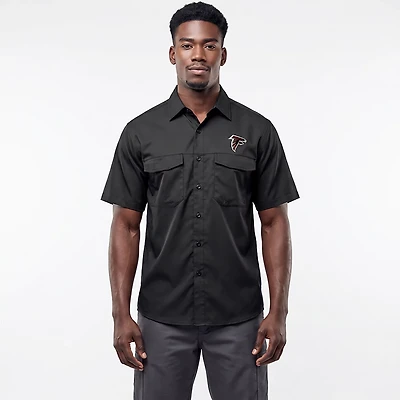 Antigua Men's Atlanta Falcons Game Day Woven Fishing Shirt