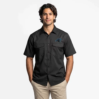 Antigua Men's Carolina Panthers Game Day Woven Fishing Shirt