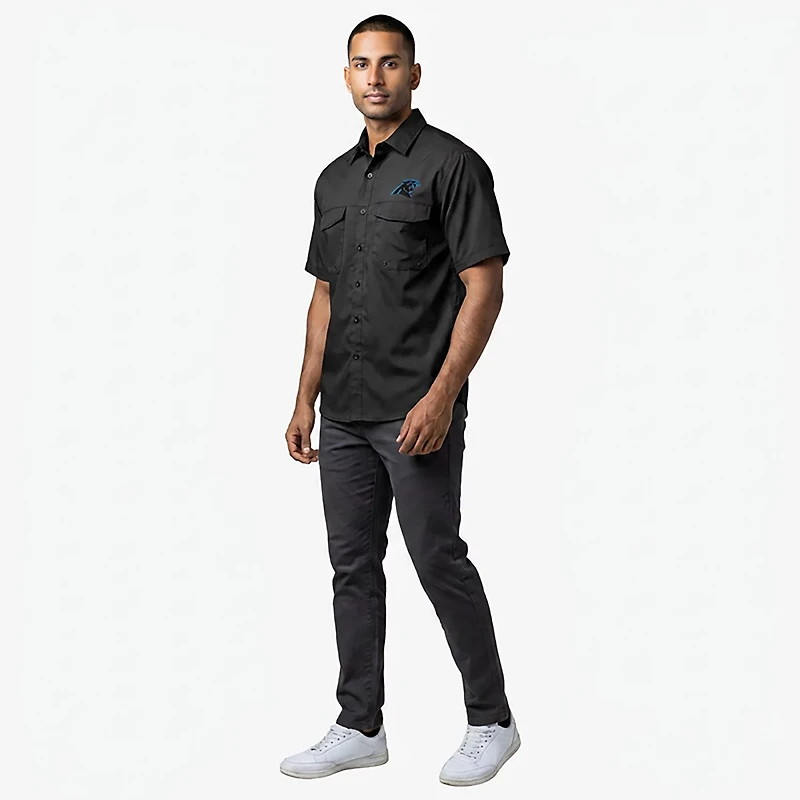 Antigua Men's Carolina Panthers Game Day Woven Fishing Shirt