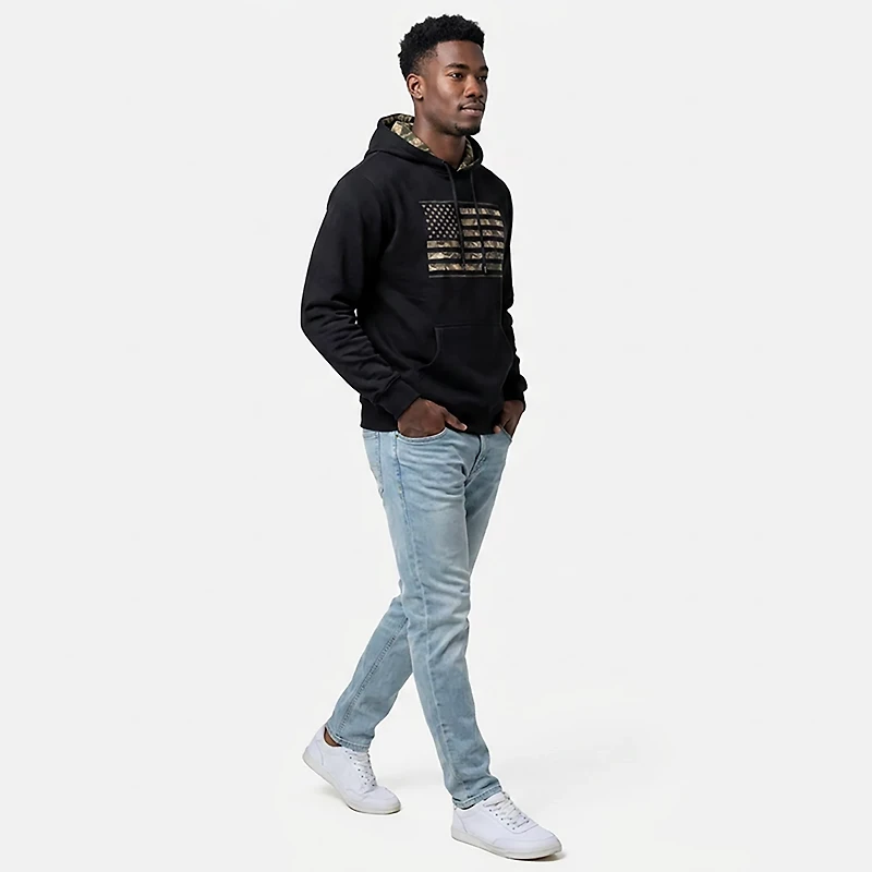 Buck Wear Men's Camo Stars & Stripes Hoodie
