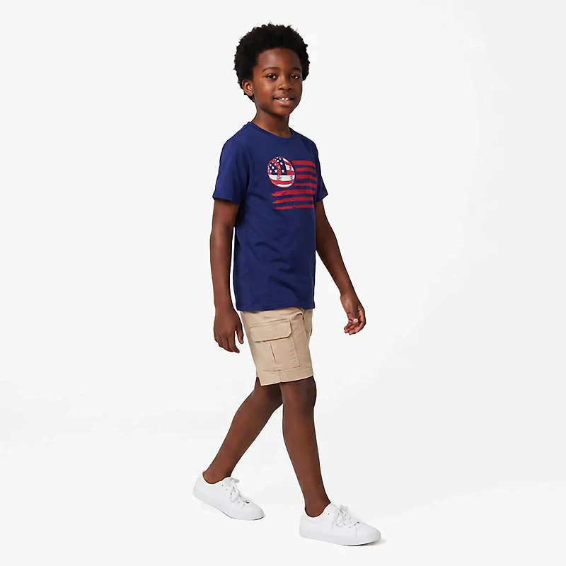 BCG Boys' Americana Baseball Flag Graphic Short Sleeve T-shirt