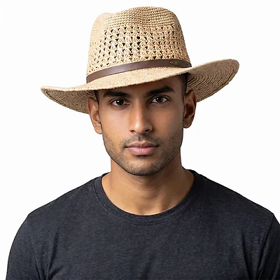 Scala Pronto Men's Crocheted Raffia Outback Hat