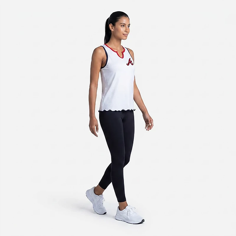 New Era Women's Atlanta Braves V-notch Lettuce Hem Tank Top