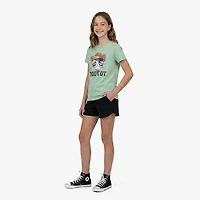 BCG Girls' Lifestyle Meowdy Cotton GFX Short Sleeve Graphic T-shirt