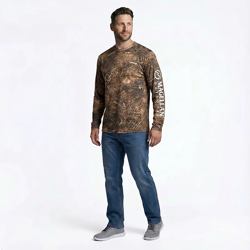 Magellan Outdoors Men's Mossy Oak Coastal Long Sleeve Crew T-shirt
