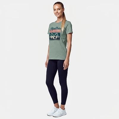 Realtree Women's Script Retro Stripe Deer Short Sleeve T-shirt