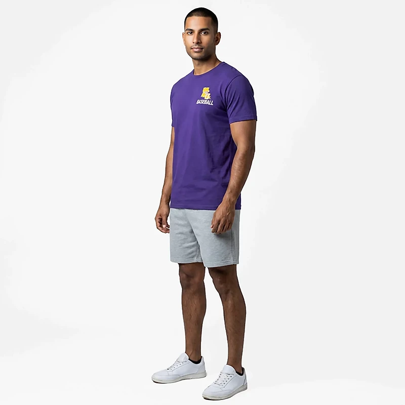 Image One Men's LSU Tigers Baseball Card Mascot Short Sleeve T-shirt