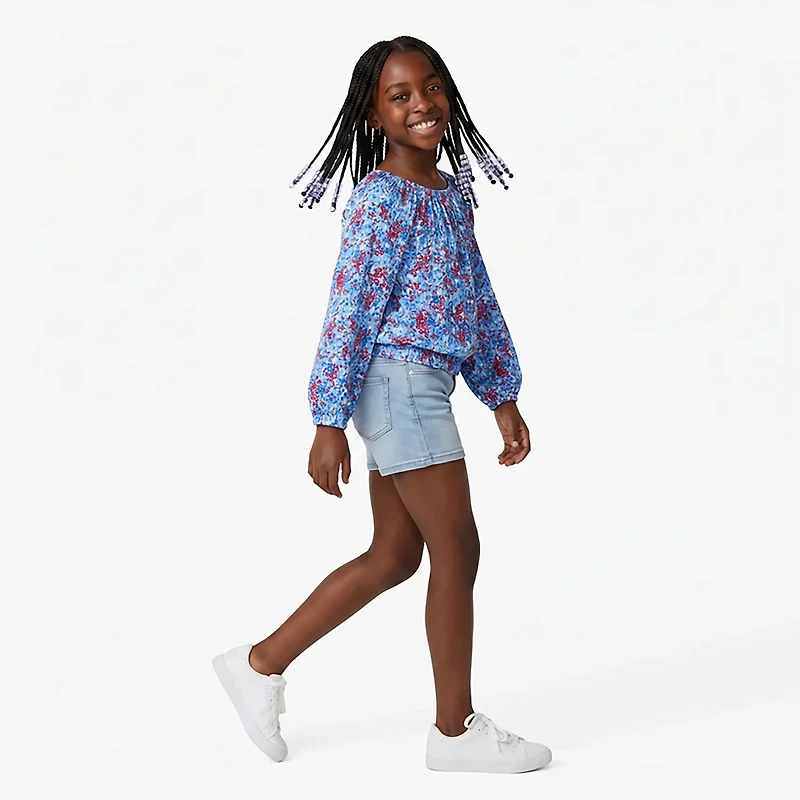 BCG Girls' Puff Sleeve Cinched T-shirt Dress