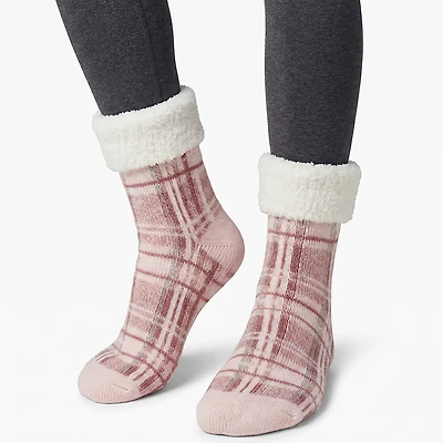 Magellan Outdoors Women's Foldover Plaid Lodge Crew Socks